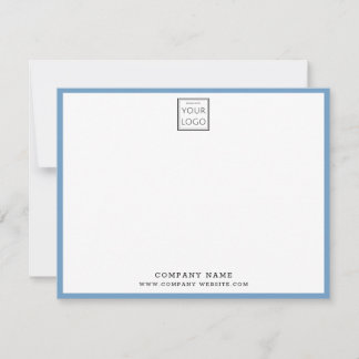 Cartão De Notas Logotipo Empresarial Nome da Empresa Borda Azul Cl