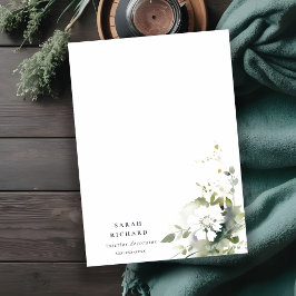 Cartão De Notas Logotipo Floral Branco Verde do Abstrato Moderno B