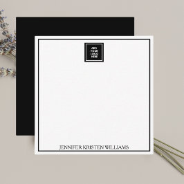 Cartão De Notas Logotipo Personalizado de Empresa Preto Minimalist