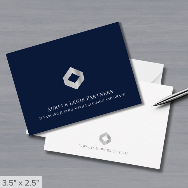Cartão De Notas Logotipo prateado do luxo elegante (Criador carregado)