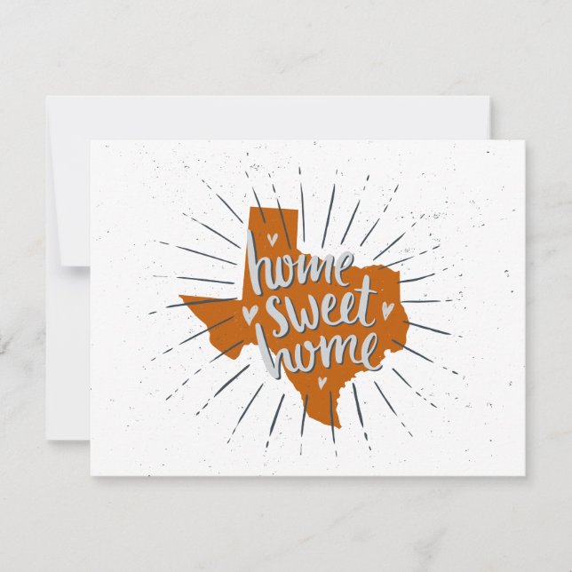 Cartão De Notas Longhorn Burnt Orange Home Sweet Home - Texas (Frente)