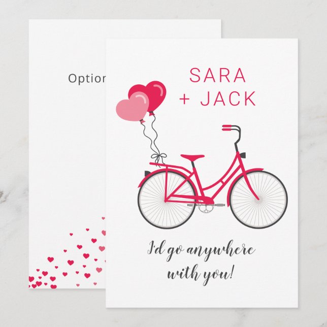 Cartão De Notas Love Hearts Bicycle Namorados Personalizado Person (Frente/Verso)