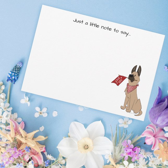 Cartão De Notas Love You Cute Dog Flat Note Card (Criador carregado)