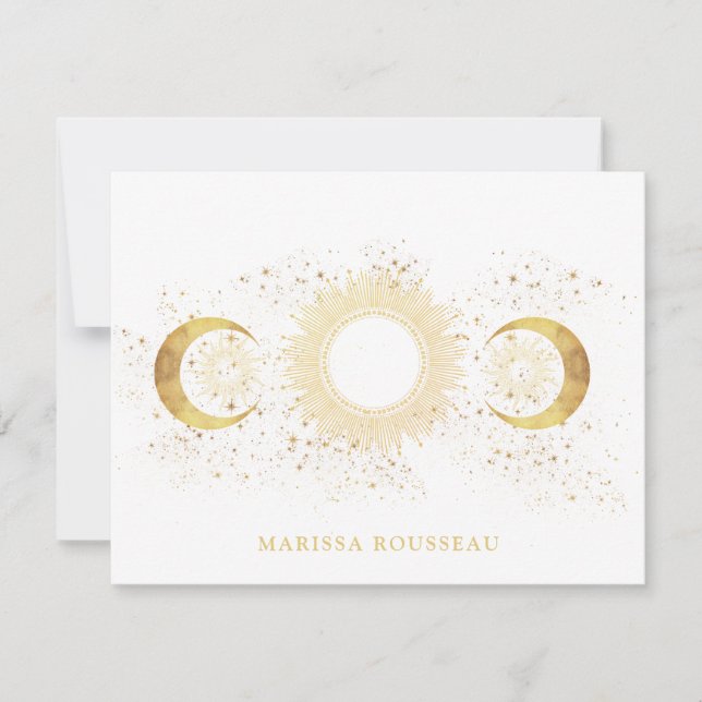 Cartão De Notas Lua Celestial Dourada (Frente)