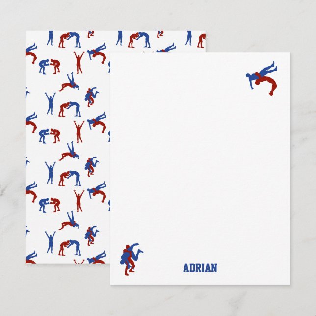 Cartão De Notas Luta Livre Greco-Romana Nome Personalizado (Frente/Verso)