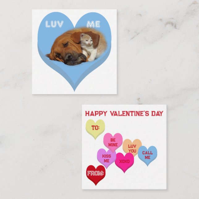 Cartão De Notas LUV ME Valentine's Critters Conversation Hearts (Frente/Verso)
