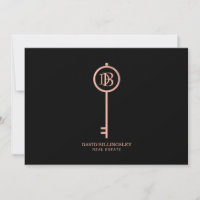 Luxe Rosa Dourado Skeleton Key Monograma Obrigado