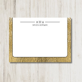 Cartão De Notas Luxo Dourado Preto Textura Forrada Nome Três Inici