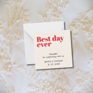 Cartão De Notas Luxo Elegante Branco Vermelho Obrigado Casamento