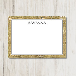 Cartão De Notas Luxury Gold Texture Black Border Name Script