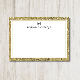 Cartão De Notas Luxury Gold Texture Border Black Monogram Script