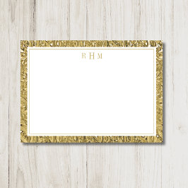 Cartão De Notas Luxury Gold Texture Two Border Three Monogram