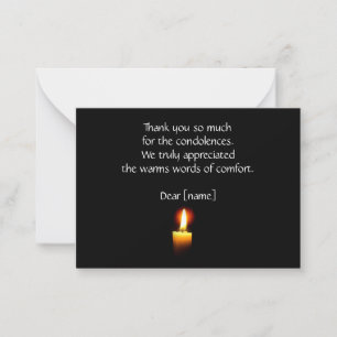 Cartão De Notas Luz De Vela Em Preto Depois Do Funeral Obrigado