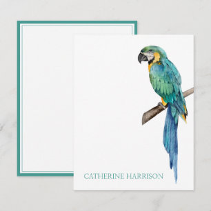 Cartão De Notas Macaw Azul Tropical Personalizada