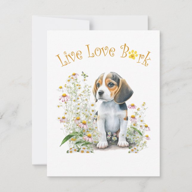 Cartão De Notas Mãe de Beagle Floral (Frente)