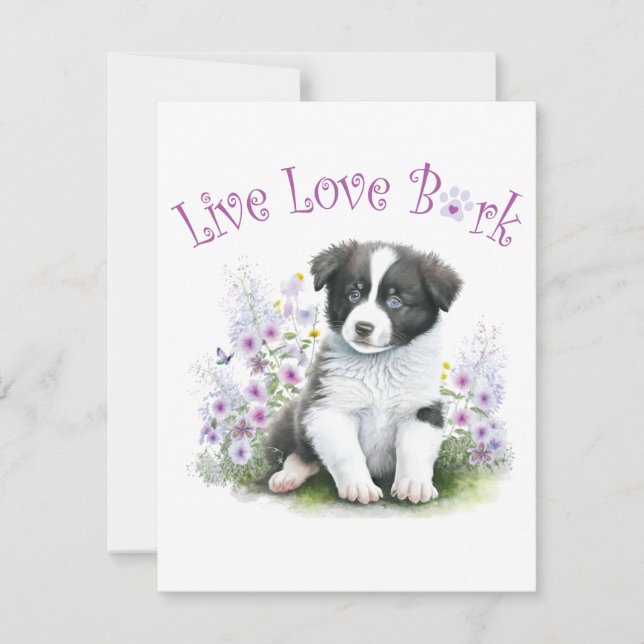 Cartão De Notas Mãe de Border Collie Floral (Frente)