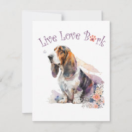 Cartão De Notas Mãe de Cachorro Basset Hound Floral