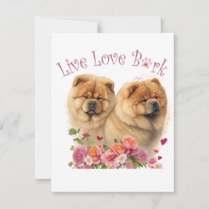 Cartão De Notas Mãe de Cachorro Chow Chow Floral