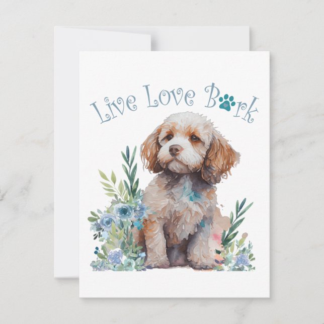 Cartão De Notas Mãe de Cachorro Cockapoo Floral (Frente)