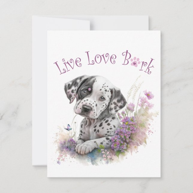 Cartão De Notas Mãe de Cachorro Dálmata Floral (Frente)