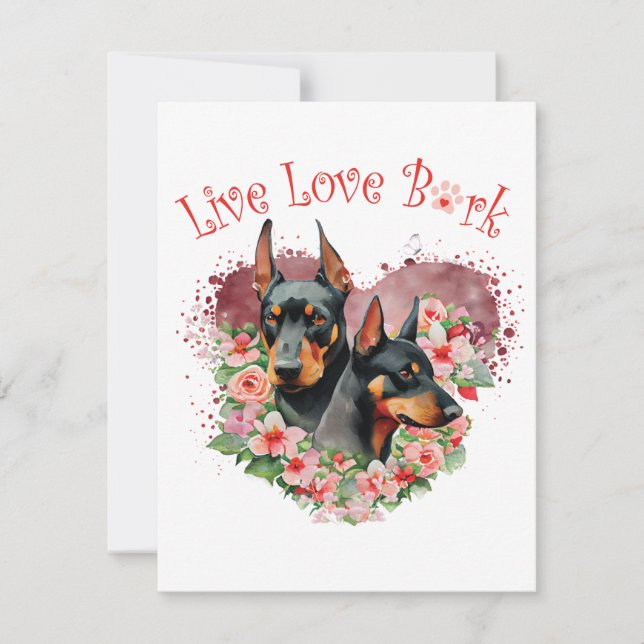 Cartão De Notas Mãe de Cachorro Doberman Floral (Frente)
