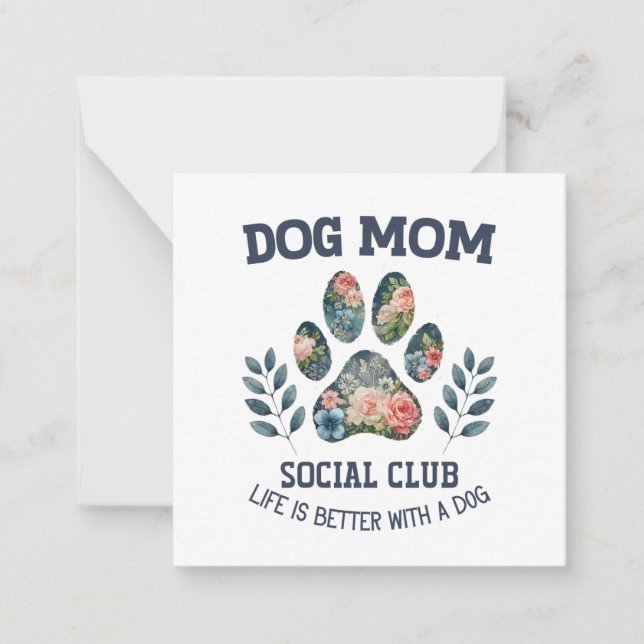 Cartão De Notas Mãe de Cachorro  Floral de Pata  (Frente)