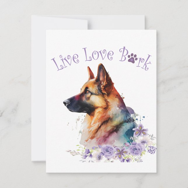 Cartão De Notas Mãe de Cachorro Pastor Alemão Floral (Frente)