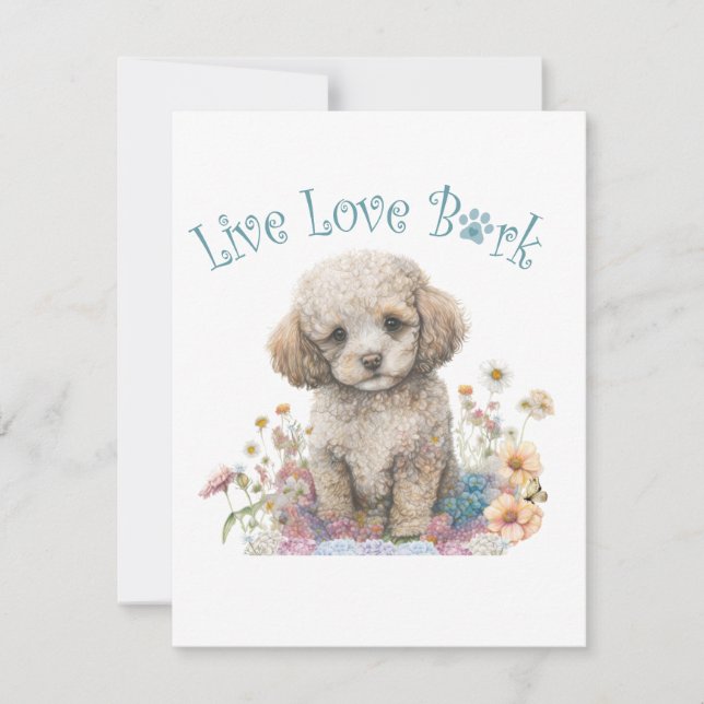 Cartão De Notas Mãe de Cachorro Poodle Floral (Frente)