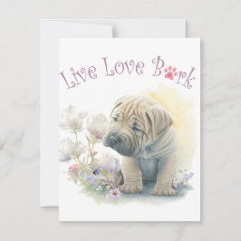 Cartão De Notas Mãe de Cachorro Shar-pei Floral