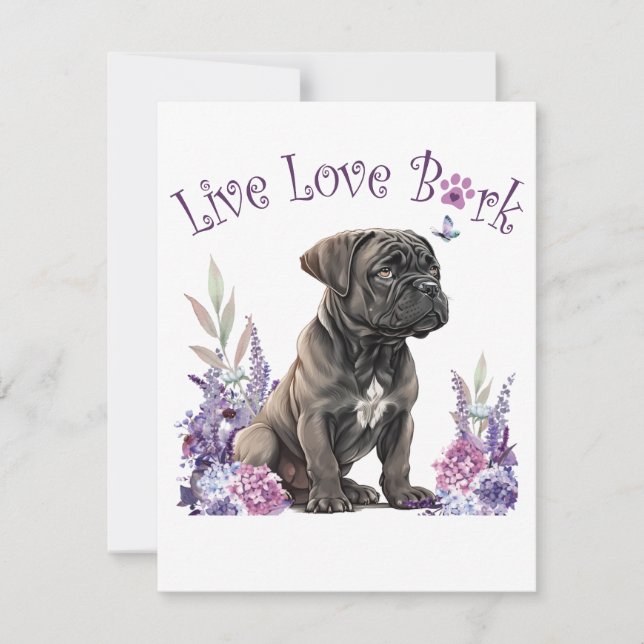 Cartão De Notas Mãe de Cane Corso Floral (Frente)