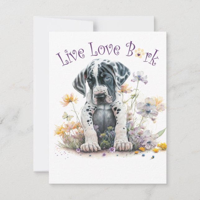 Cartão De Notas Mãe de Great Dane Floral (Frente)