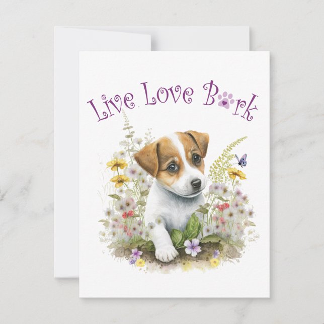 Cartão De Notas Mãe de Jack Russell Floral (Frente)