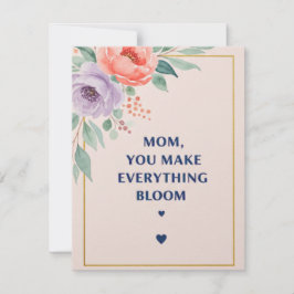 Cartão De Notas Mãe, você faz tudo florescer