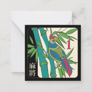 Cartão De Notas Mah Jongg - Azulejo Bird Card pequeno