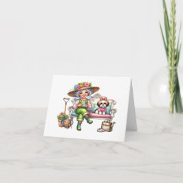 Cartão De Notas Mais velho bonito com cão