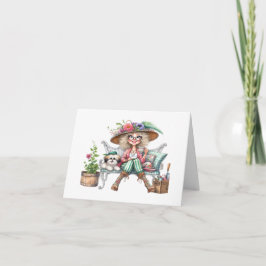 Cartão De Notas Mais velho bonito com cão