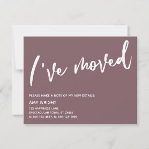 Cartão De Notas Manuscrito Casual Eu Movimentei Mauve Rosa Escuro