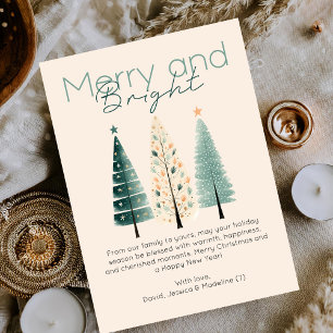 Cartão De Notas Mão de Boho Mínima do Orçamento desenhou Árvores d