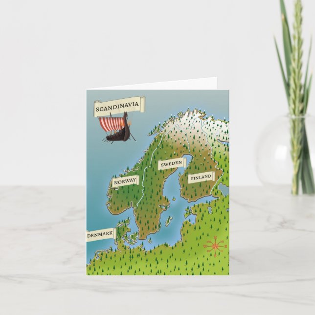 Cartão De Notas Mapa Da Escandinávia (Frente)