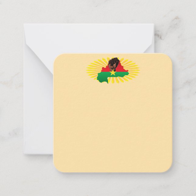 Cartão De Notas Mapa do Burkina Faso, Bandeira e Resistência à Rev (Frente)