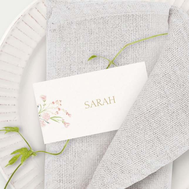 Cartão De Notas Marfim | Wildflower Wedding Escort Place Name (Criador carregado)