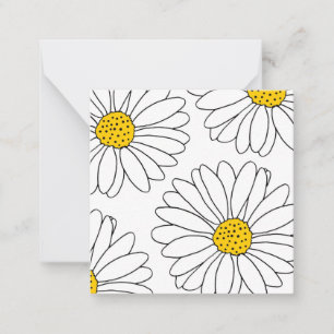 Cartão De Notas Margaridas Amarelas e Brancas