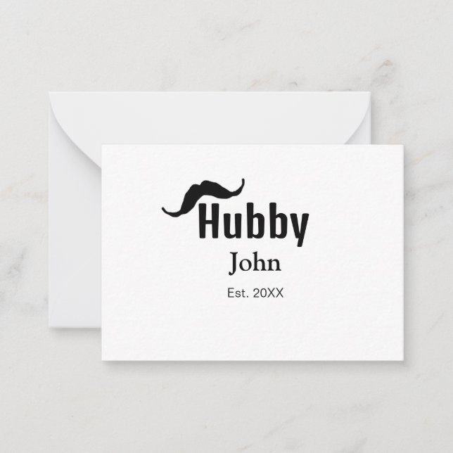Cartão De Notas marido Hubby adiciona nome data ano bigode simples (Frente)
