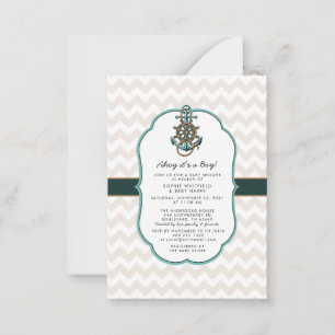 Cartão De Notas Marinheiro náutico Ahoy é um Chá de fraldas