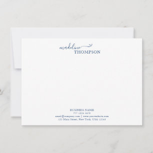 Cartão De Notas Marinho Azul, Na moda Script Typografia Business