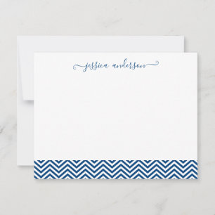 Cartão De Notas Marinho Curto de Script Girly Zigzag Moderno - Che