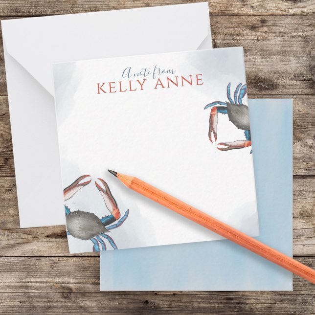 Cartão De Notas Marinho de Aquarela Azul Elegante Moderno Azul (Criador carregado)