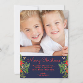 Cartão De Notas Marinho de Foto do Natal Tradicional One