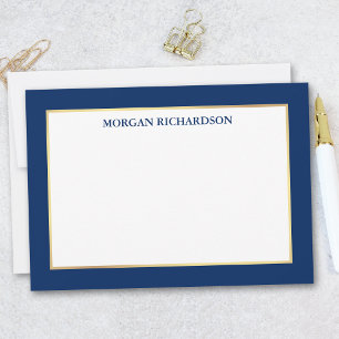 Cartão De Notas Marinho de Quadro Dourado Elegante Azul - Escolher