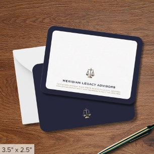 Cartão De Notas Marinho Dourado Justice Scale Legal Note Card